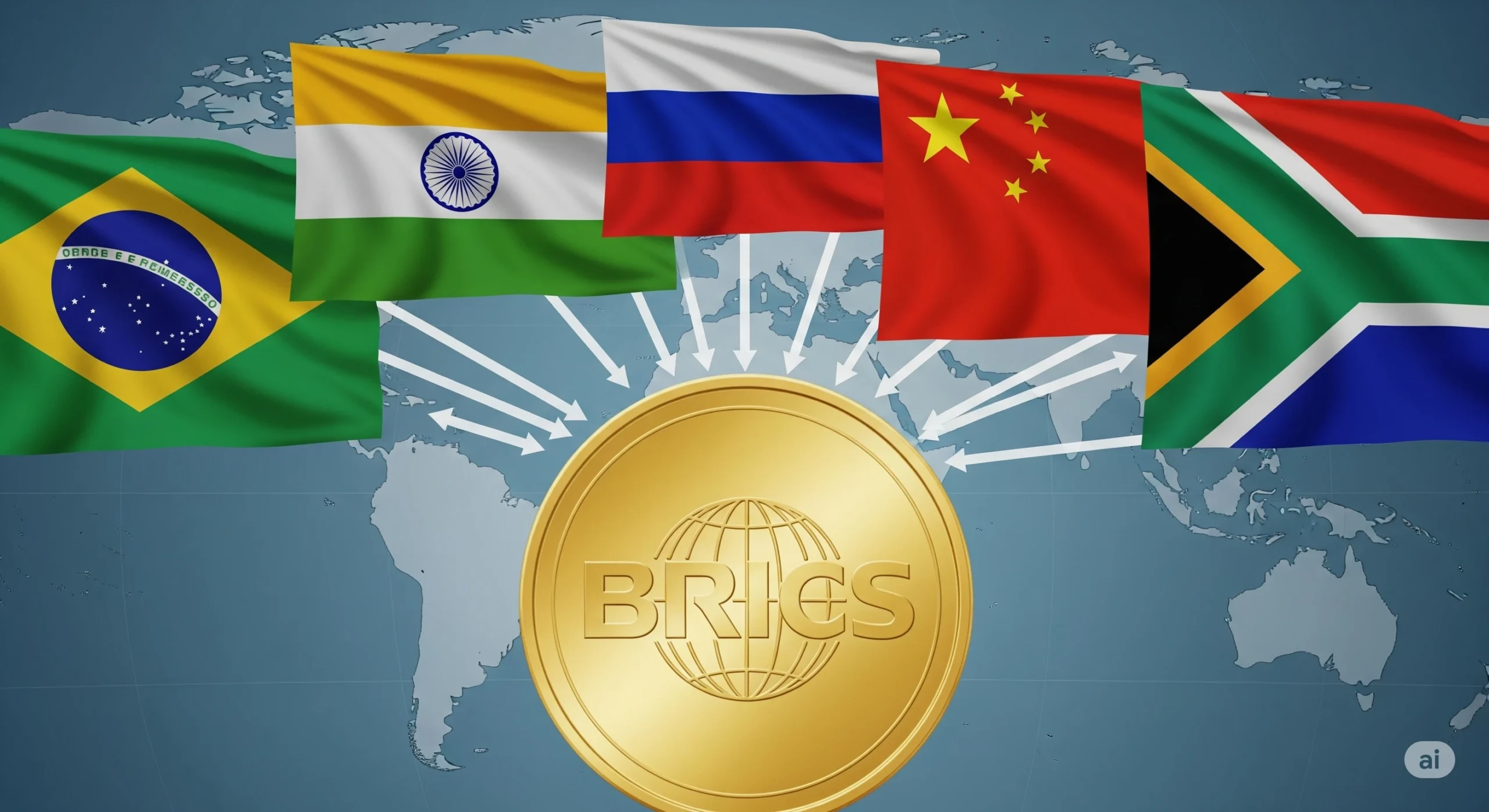 BRICS Reveals 2025 Currency Plan, Global Markets React 2 BRICS new currency 2025 concept with digital coins, BRICS flags, and global financial background.