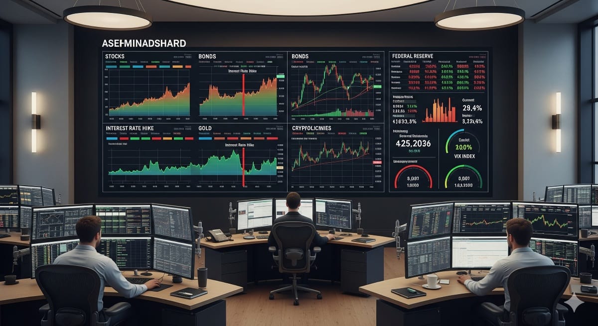Global Markets React to Federal Reserve Decisions: What Investors Need to Know in 2025 2 Impact of Federal Reserve policy on stocks, bonds, gold, and cryptocurrency with visual charts and data representation.
