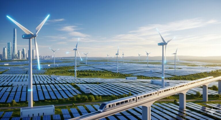 Global Renewable Energy Triumph: UN Report 2025 Insights 5 Solar panels and wind turbines representing global renewable energy growth in 2025