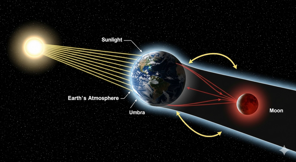 Spectacular 'Blood Moon' Lunar Eclipse on Sept 7–8 2 Earth’s shadow creating a Blood Moon during lunar eclipse