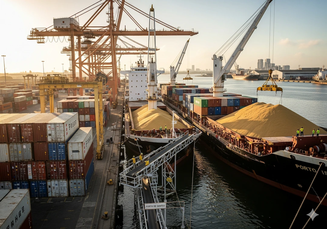 Chinese Investment in Brazil Surges to Record Highs 2 Cargo ships at Brazilian port highlight rising Chinese investment in trade