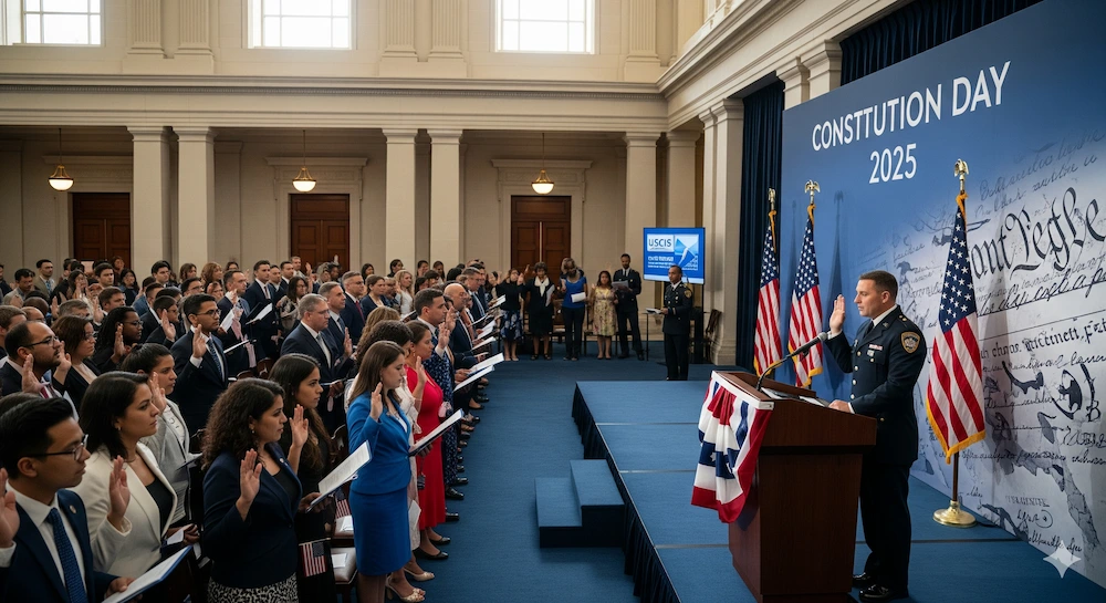 Constitution Day 2025: Why Citizenship Still Matters 2 New U.S. citizens at naturalization ceremony on Constitution Day 2025