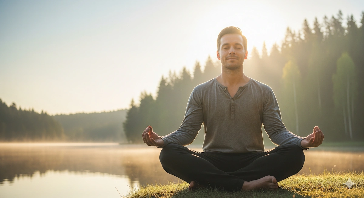 10 Scientific Benefits of Waking Up Early for Success & Health 2 Morning meditation symbolizing enhanced mental clarity and reduced stress
