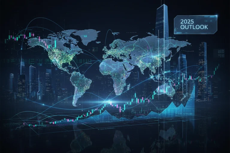 Global Economy 2025 Thriving: Shocking Outlook and Trends 11 Global economy 2025 with rising stock markets and futuristic financial growth