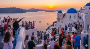 Greece tourism boom 2025 with record tourist arrivals in Santorini