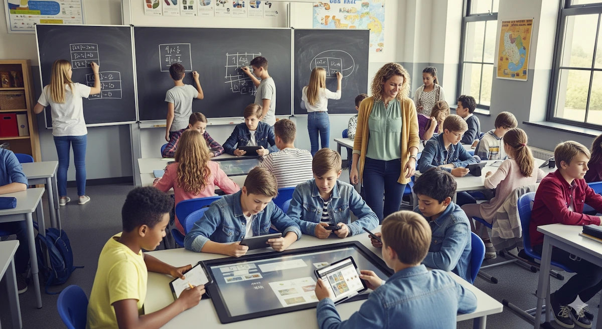 International Literacy Day 2025 Highlights Digital Literacy and Equality 2 Students using books and digital devices in a classroom for inclusive education