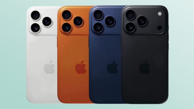 iPhone 17 Pro: A Global Review of its Groundbreaking Features 3 Four iPhone 17 Pro Max phones in different colors, displayed from a side angle to highlight the new design and finishes.