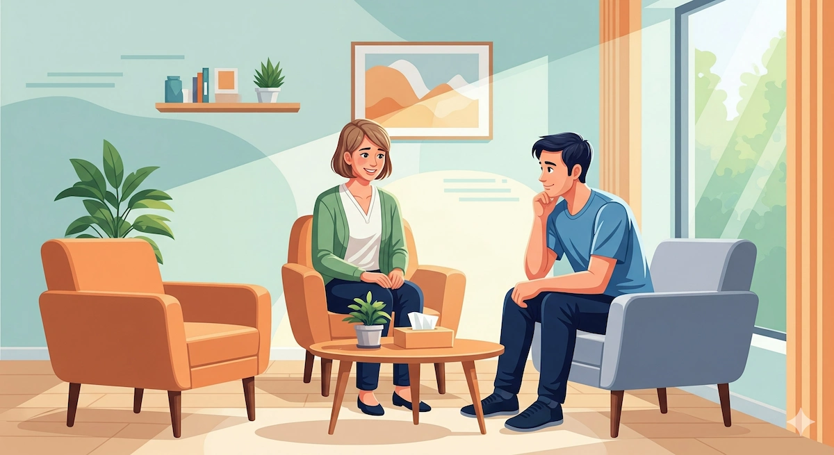 Mental Health Awareness: Global Efforts and Challenges 2025 2 Therapist providing mental health support during counseling session