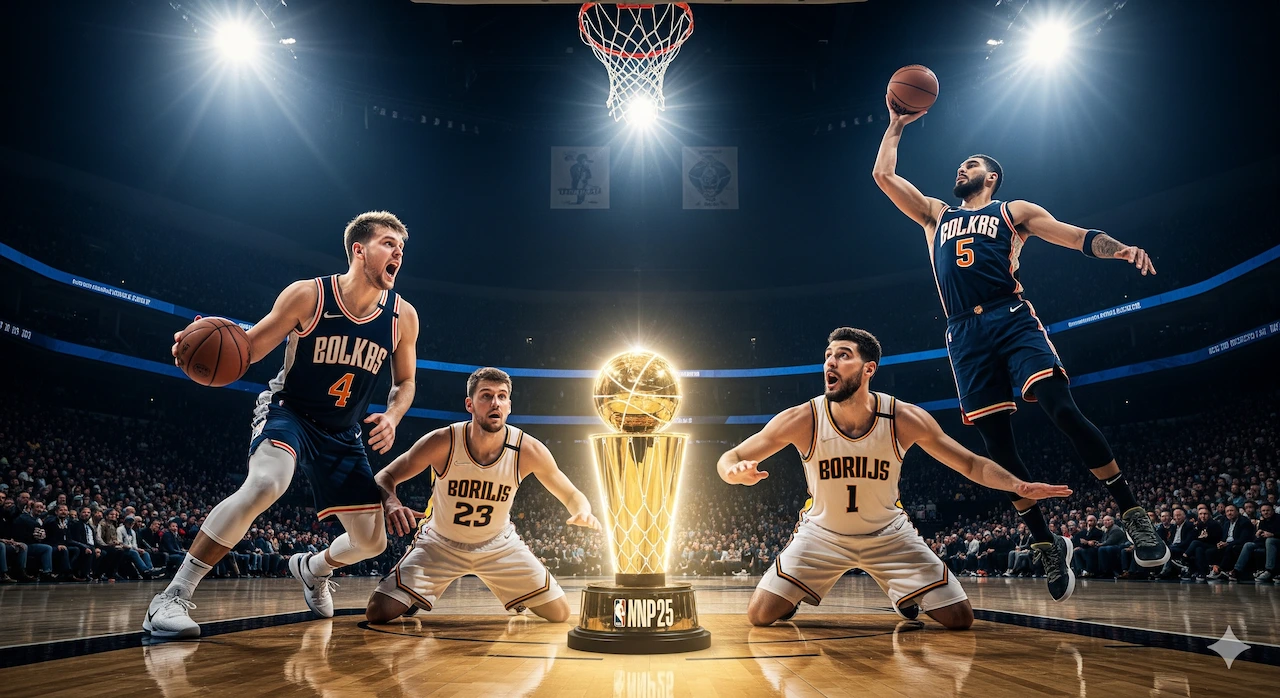 NBA MVP 2025: Predictions, Kia Award Race & Favorites 1 NBA MVP 2025 race featuring Luka Dončić, Nikola Jokić, and Jayson Tatum