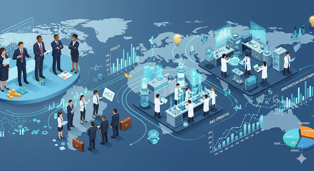 The Role of Policy and Investment in Global Innovation 2025, including R&D, startups, and venture capital funding