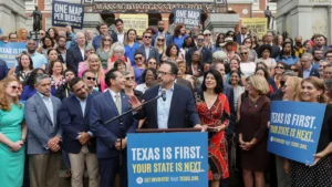 US Redistricting Battle 2025 political map showing Republican vs Democrat divide