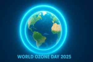 World Ozone Day 2025 theme illustration showing Earth’s ozone layer protection
