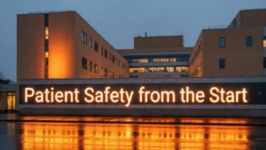 Hospital illuminated in orange on World Patient Safety Day 2025