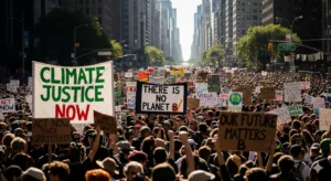 Climate protests in New York City before Climate Week 2025
