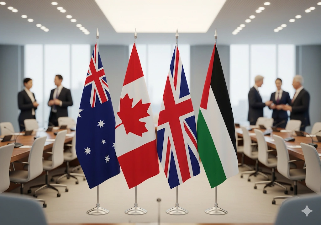 Palestine Recognition 2025: UN Vote Sparks Global Debate 2 Australia, Canada, UK support Palestine recognition at UN General Assembly, international diplomacy and global politics.
