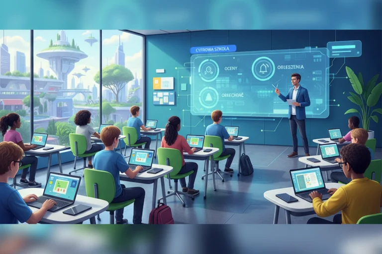 Librus Synergia: Full Guide to Digital School System 2025 2 Digital classroom with Librus Synergia dashboard interface for grades and attendance.