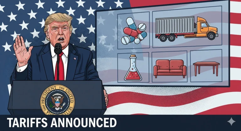 Trump New US Import Tariffs on Drugs, Trucks, Furniture 2025 5 Trump announces new US import tariffs on pharmaceuticals, trucks, and furniture