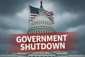 US Capitol building during government shutdown 2025 with closed sign